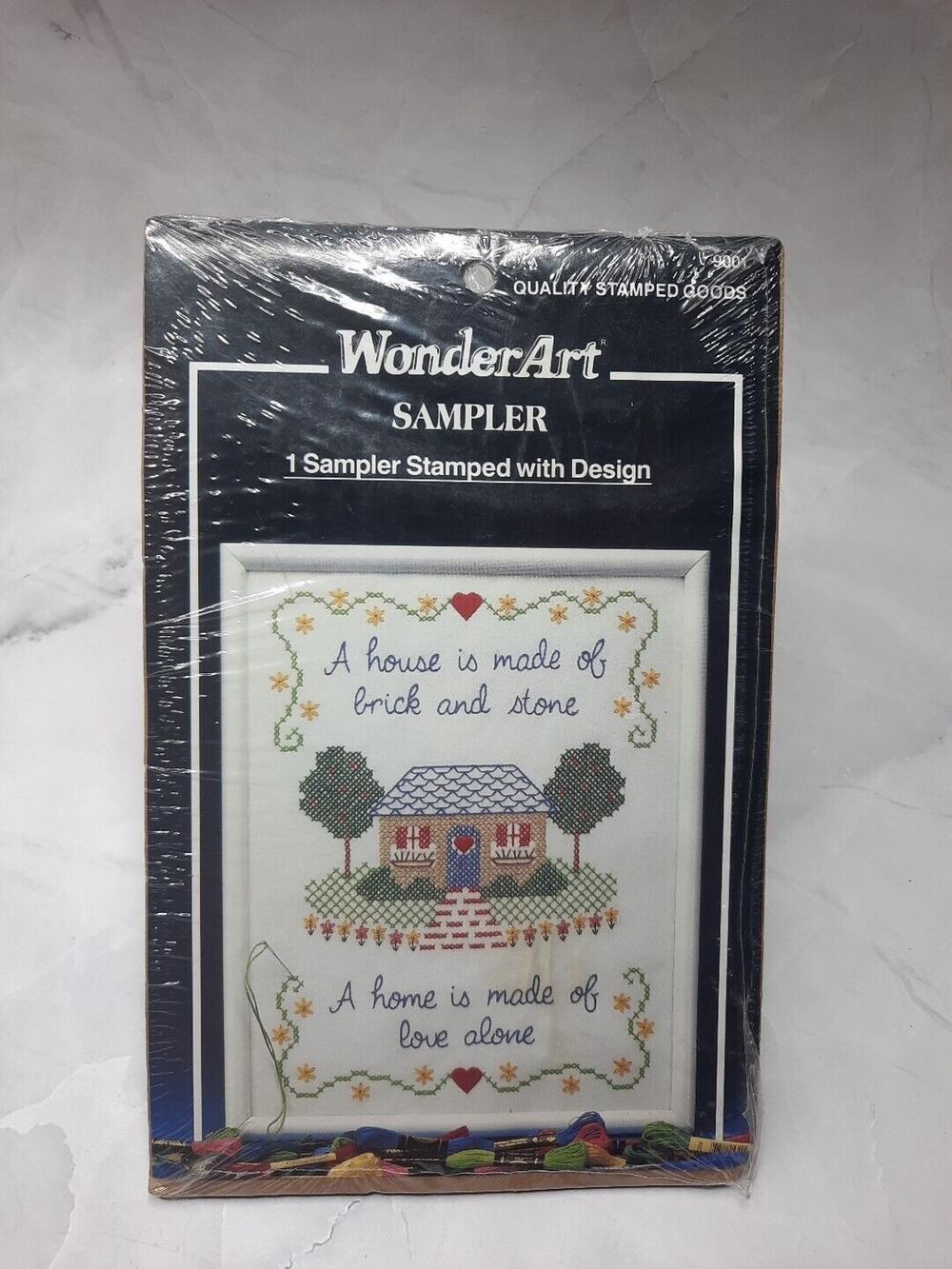 WonderArt Stamped Sampler House And Home 9001 Stitch or Paint 11x14